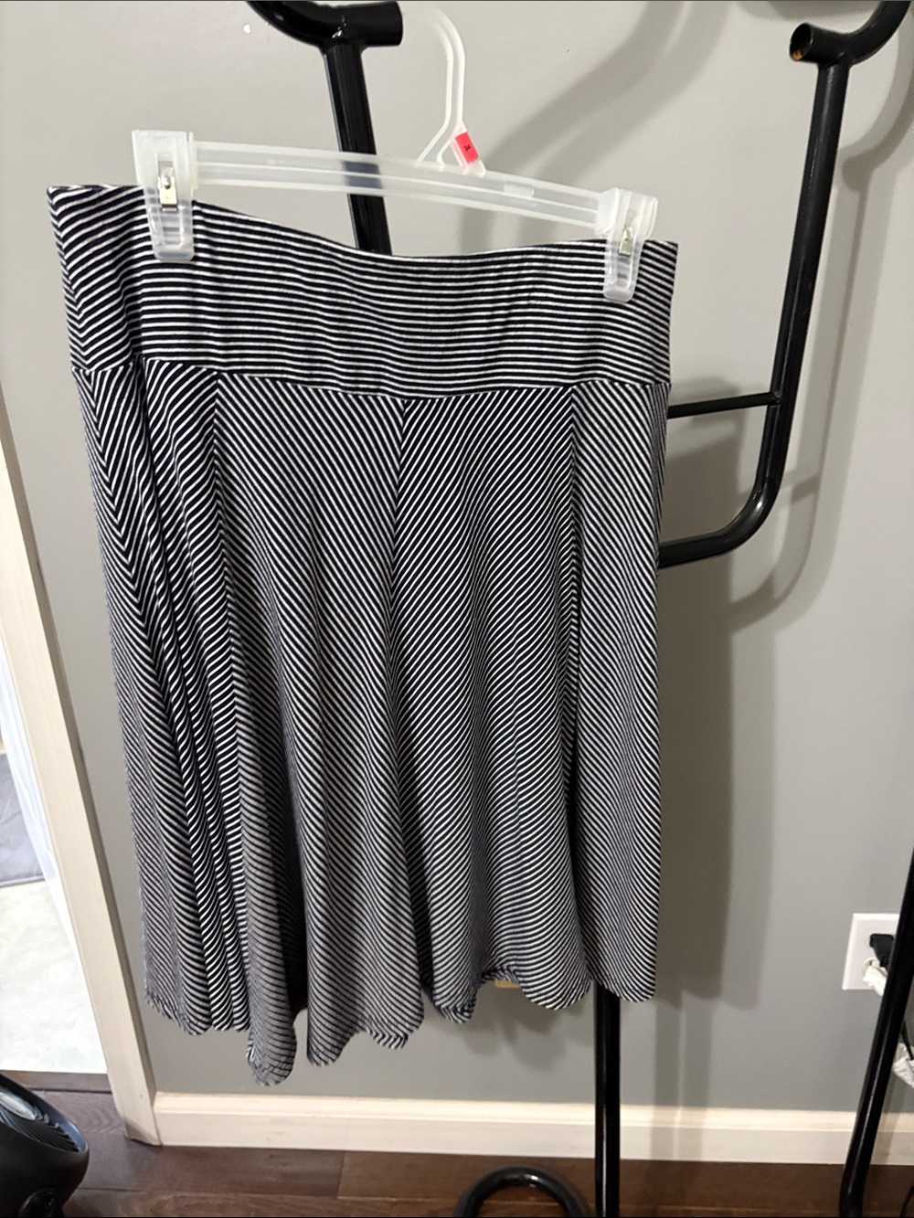 Talbots Black and White Striped A-Line Mini Skirt